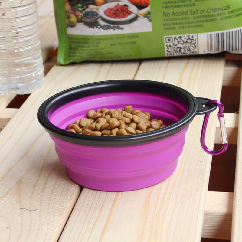 AYECEHI Portable Silicone Collapsible Dog Bowls, 2 Pack Dog Bowl Travel Collapsible Bowls Water Feeding Travel Bowl Cup Dish for Pet Dogs and Cats - with 2 Pack Carabiners - Image 5